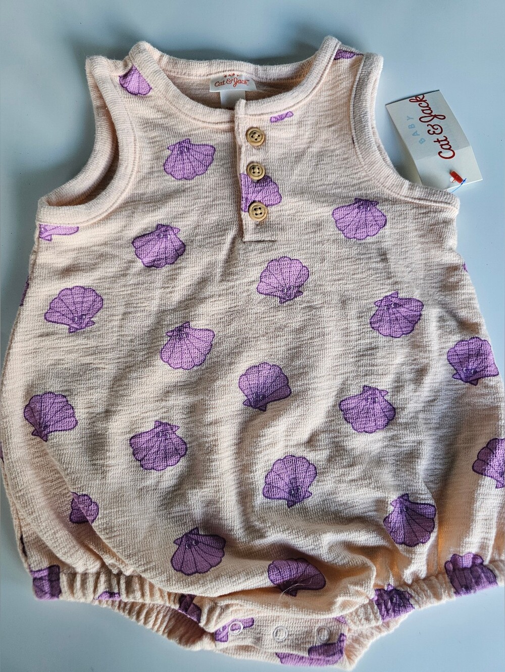 Cat & Jack Pink Romper with Purple Shells